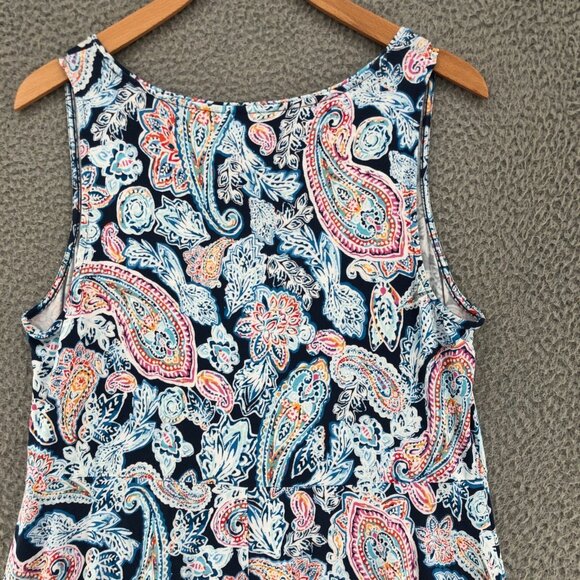 J Jill Dress Womens Small Blue Multi Paisley A Line Knee Sleeveless Stretch Sun - Picture 4 of 11